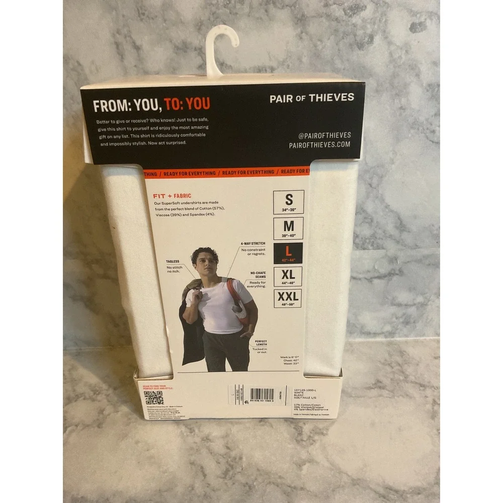 Pair of Thieves SuperSoft Classic Tee White 4 Pack Mens Large Undershirts New